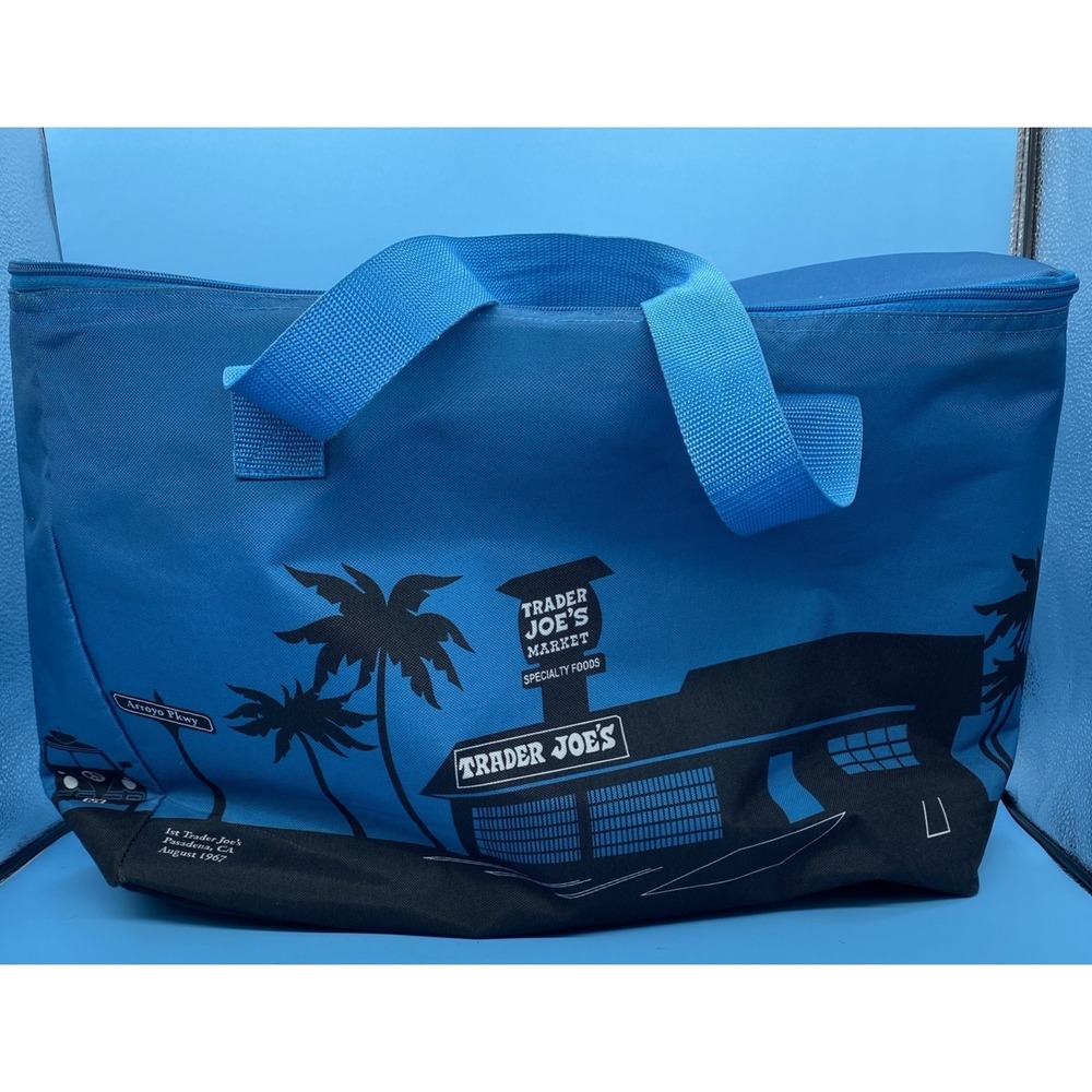 1st Trader Joe's Store Insulated Cooler Tote Bag Blue Zip Grocery Pasadena 1967